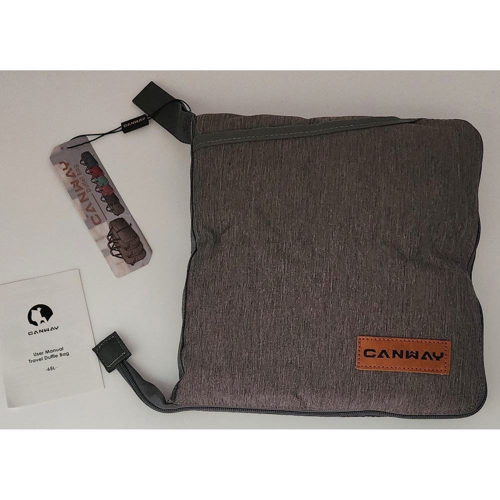 Canway Travel Duffle Bag 65L Gray NEW Foldable Water Resistant Weekender Tote